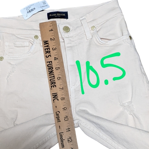 Ramy Brook NY mid rise cream linen distressed jeans size 23 - Picture 10 of 12